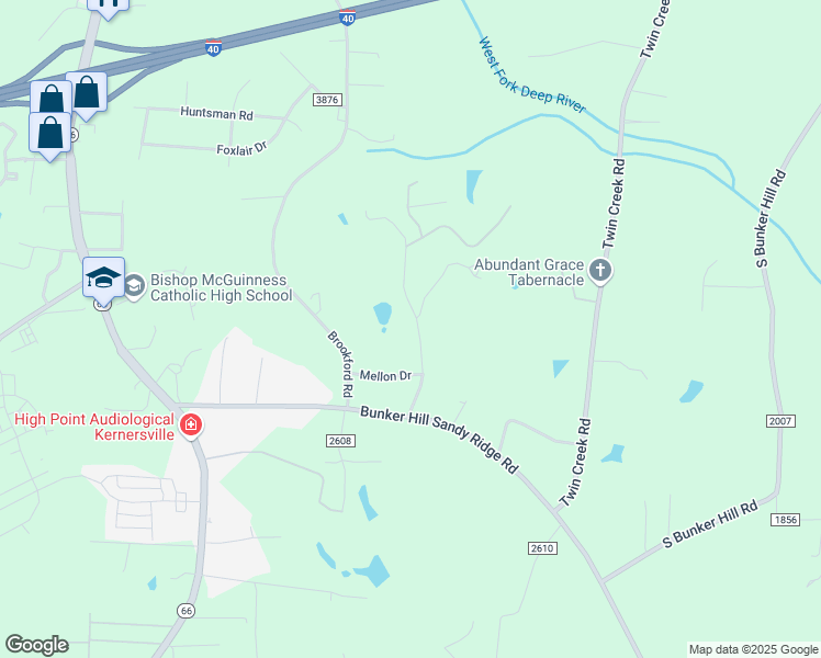 map of restaurants, bars, coffee shops, grocery stores, and more near 1704 Slate Road in Kernersville