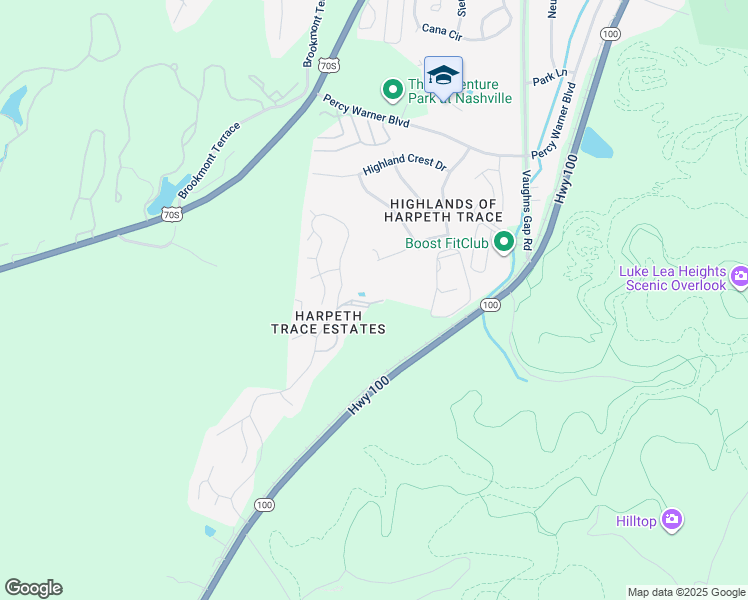 map of restaurants, bars, coffee shops, grocery stores, and more near 154 Harpeth Trace Drive in Nashville