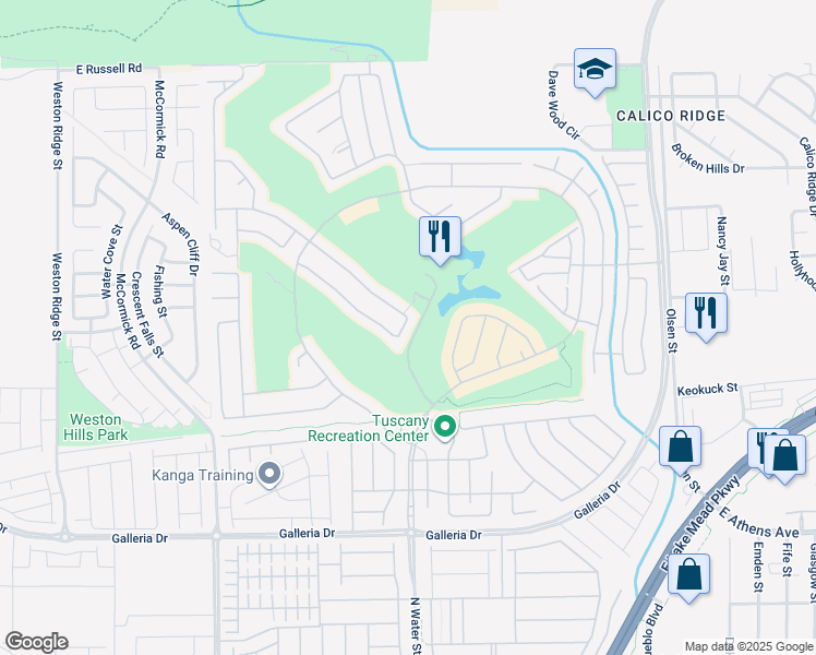 map of restaurants, bars, coffee shops, grocery stores, and more near 1090 Via Pareda Place in Henderson