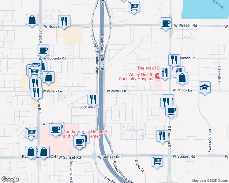 map of restaurants, bars, coffee shops, grocery stores, and more near 6101 Scarlet Leaf Street in Las Vegas
