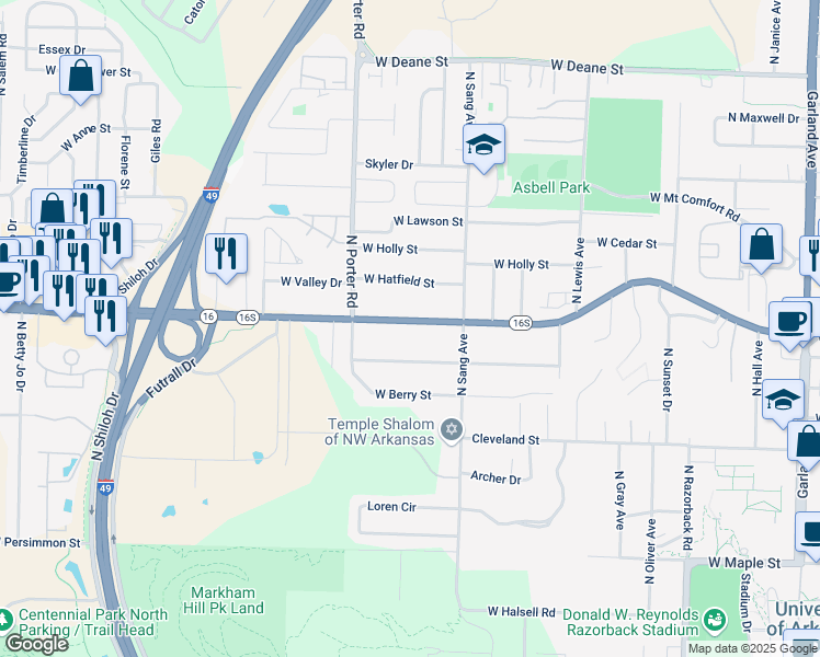 map of restaurants, bars, coffee shops, grocery stores, and more near 2235 West Wedington Drive in Fayetteville