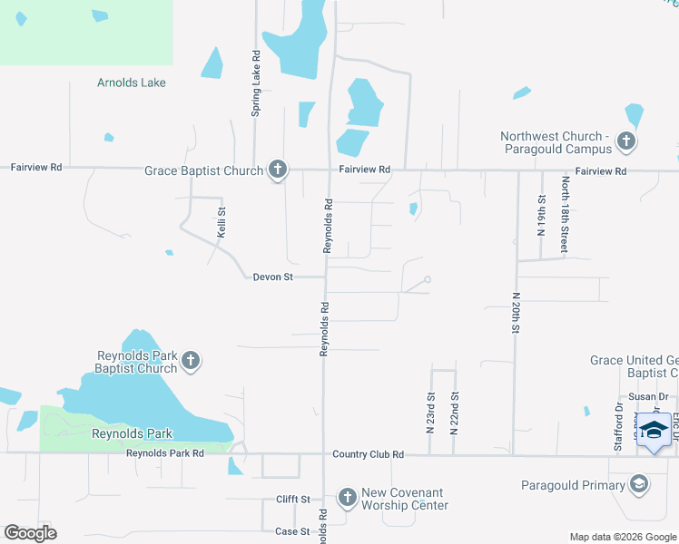 map of restaurants, bars, coffee shops, grocery stores, and more near 1708 Reynolds Road in Paragould