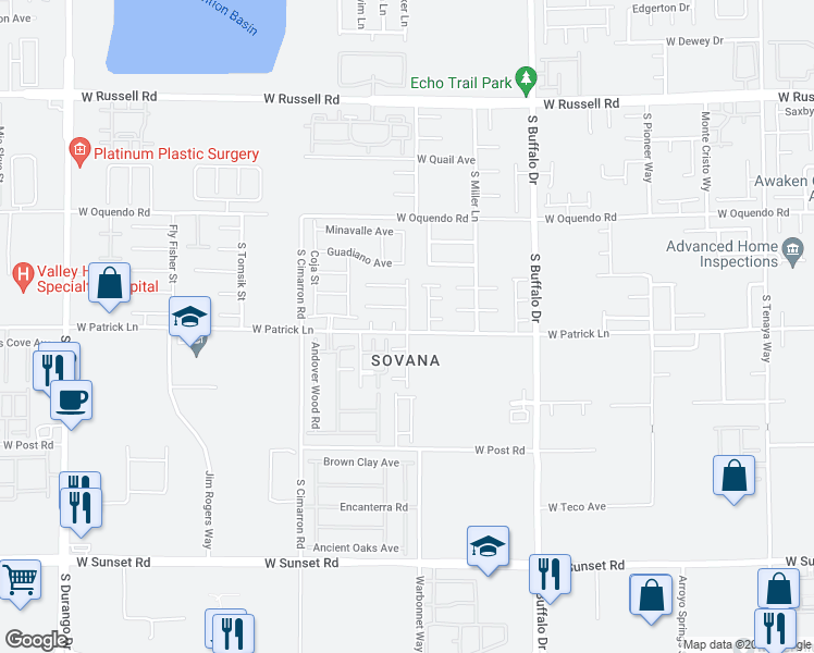 map of restaurants, bars, coffee shops, grocery stores, and more near 6130 Villa Lante Avenue in Las Vegas