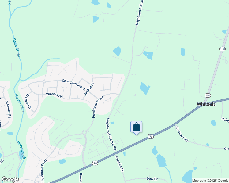 map of restaurants, bars, coffee shops, grocery stores, and more near 6902 East Whirlaway Court in Whitsett