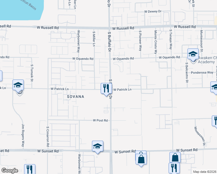 map of restaurants, bars, coffee shops, grocery stores, and more near B1 Ron Court in Las Vegas