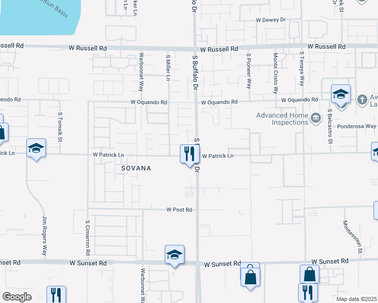 map of restaurants, bars, coffee shops, grocery stores, and more near B1 Ron Court in Las Vegas