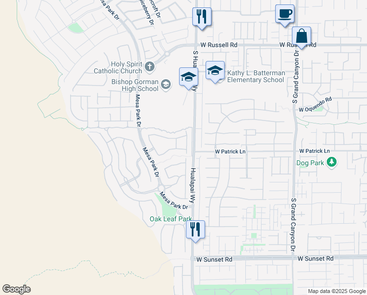 map of restaurants, bars, coffee shops, grocery stores, and more near 6037 Andezano Drive in Las Vegas