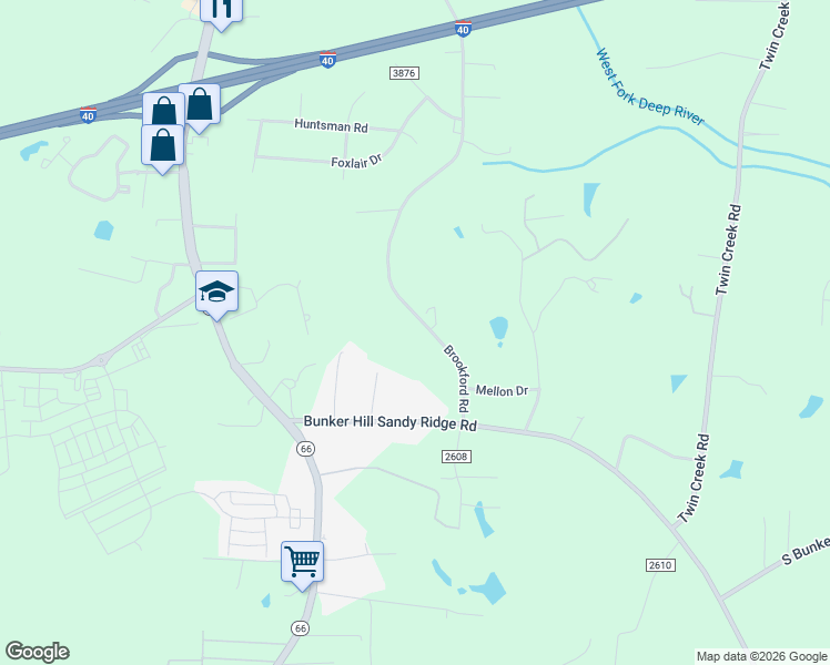 map of restaurants, bars, coffee shops, grocery stores, and more near 1814 Brookford Road in Kernersville