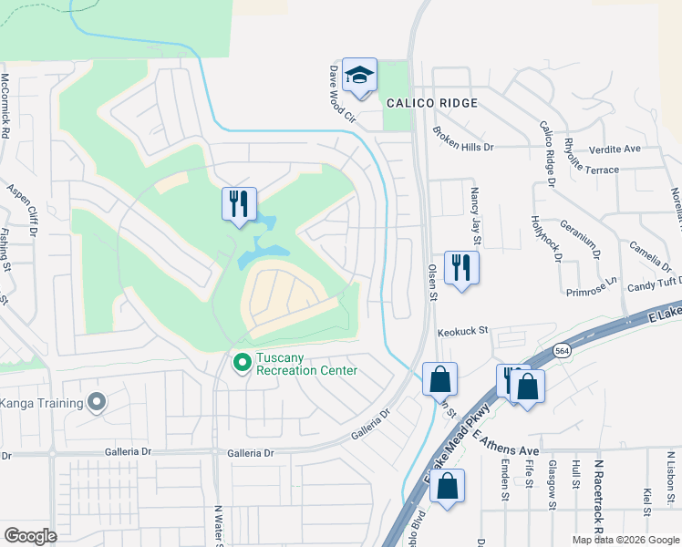map of restaurants, bars, coffee shops, grocery stores, and more near 952 Via Corto Street in Henderson