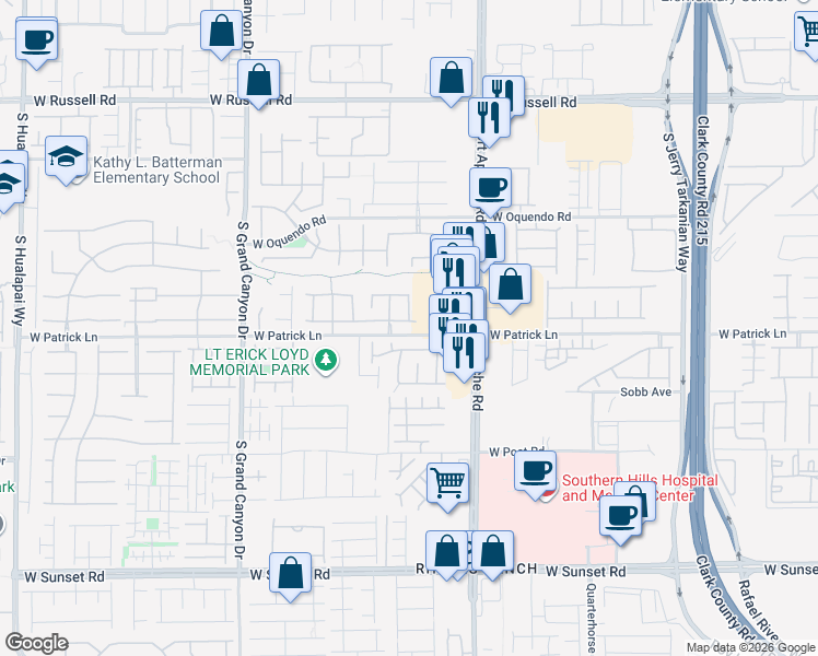 map of restaurants, bars, coffee shops, grocery stores, and more near 9529 Delivery Avenue in Las Vegas