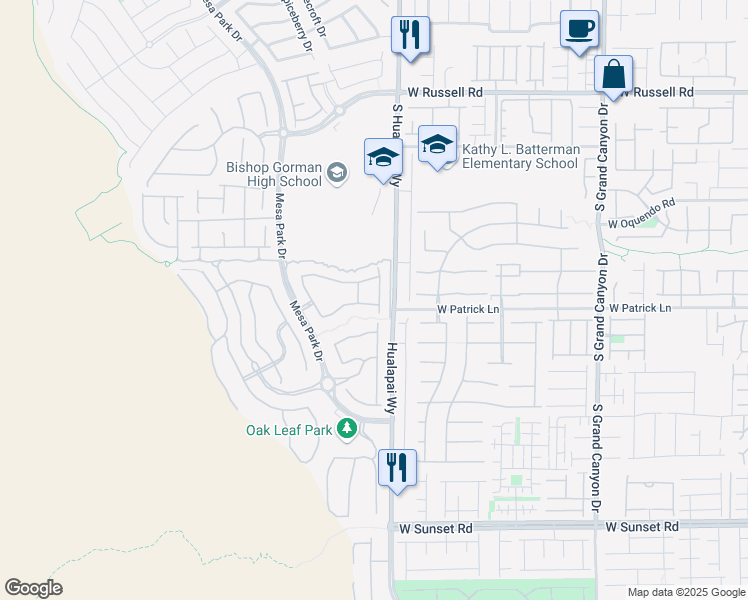 map of restaurants, bars, coffee shops, grocery stores, and more near 6037 Andezano Drive in Las Vegas