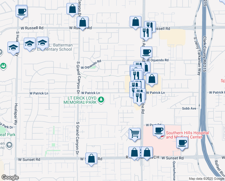 map of restaurants, bars, coffee shops, grocery stores, and more near 9585 Delivery Avenue in Las Vegas
