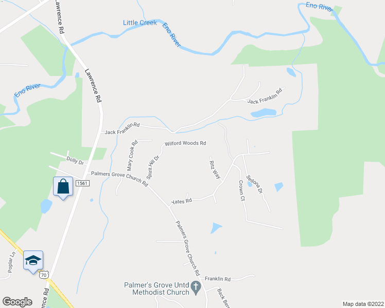 map of restaurants, bars, coffee shops, grocery stores, and more near 900 Blissful Lane in Hillsborough