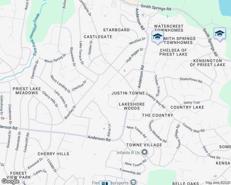 map of restaurants, bars, coffee shops, grocery stores, and more near 3138 Justin Towne Court in Nashville