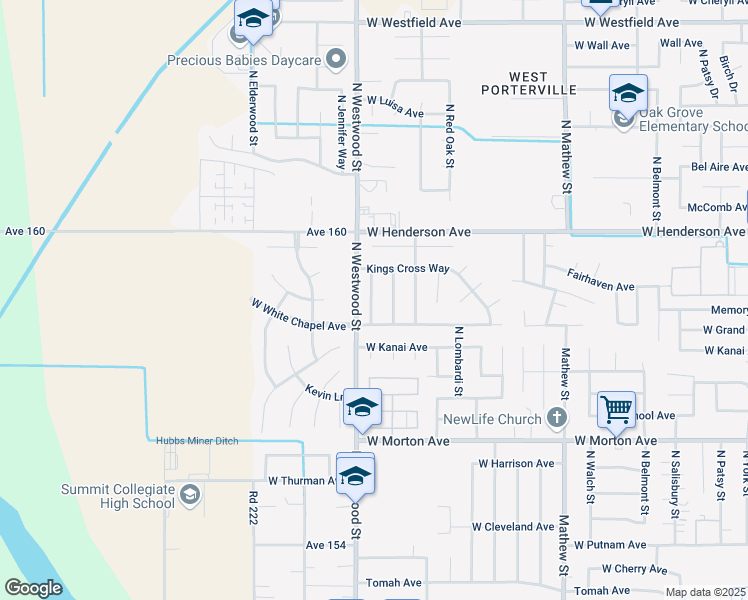 map of restaurants, bars, coffee shops, grocery stores, and more near 640 Oxford St in Porterville