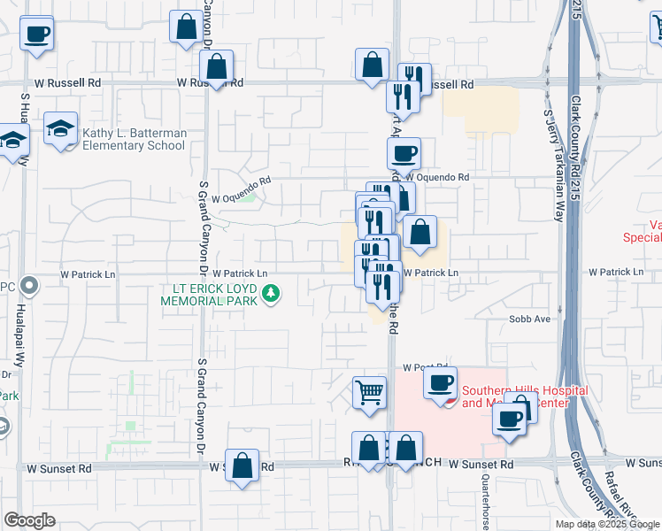 map of restaurants, bars, coffee shops, grocery stores, and more near 9529 Delivery Avenue in Las Vegas