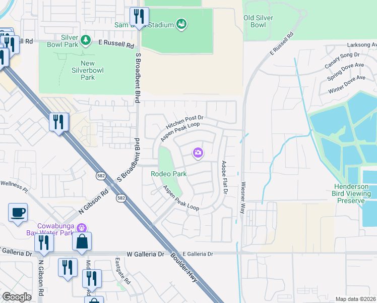 map of restaurants, bars, coffee shops, grocery stores, and more near 724 Forest Haven Way in Henderson
