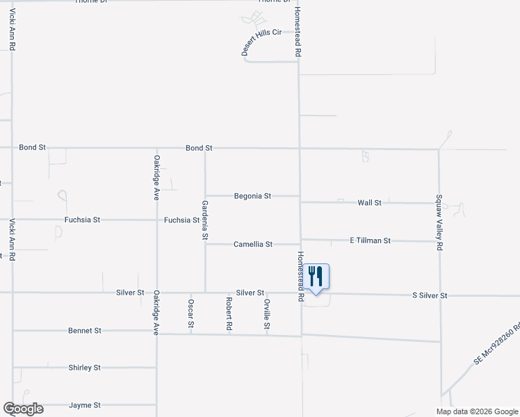map of restaurants, bars, coffee shops, grocery stores, and more near 2871 Begonia Street in Pahrump
