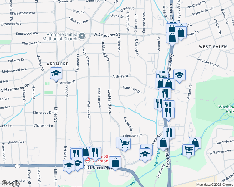 map of restaurants, bars, coffee shops, grocery stores, and more near 1018 Gales Avenue in Winston-Salem