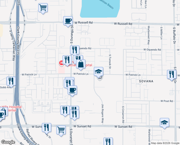map of restaurants, bars, coffee shops, grocery stores, and more near 8465 Montana Stream Avenue in Las Vegas