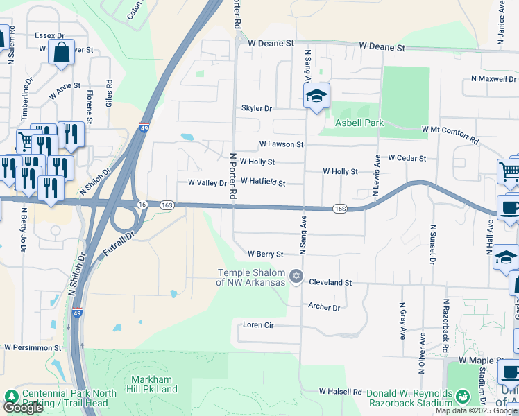 map of restaurants, bars, coffee shops, grocery stores, and more near 2235 West Wedington Drive in Fayetteville