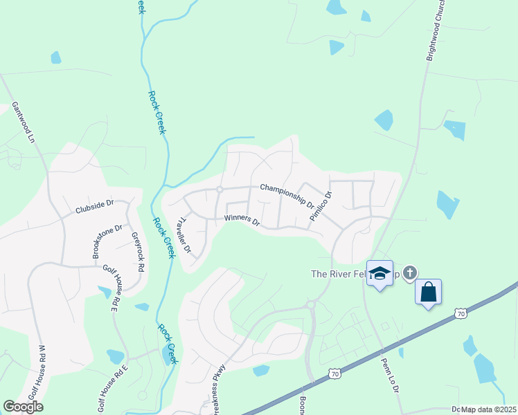 map of restaurants, bars, coffee shops, grocery stores, and more near 688 Winners Point in Whitsett