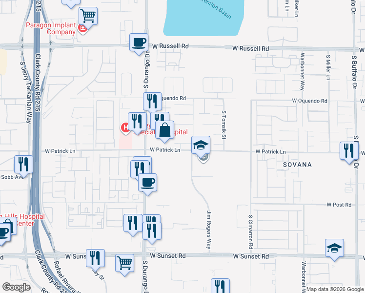 map of restaurants, bars, coffee shops, grocery stores, and more near 8465 Montana Stream Avenue in Las Vegas