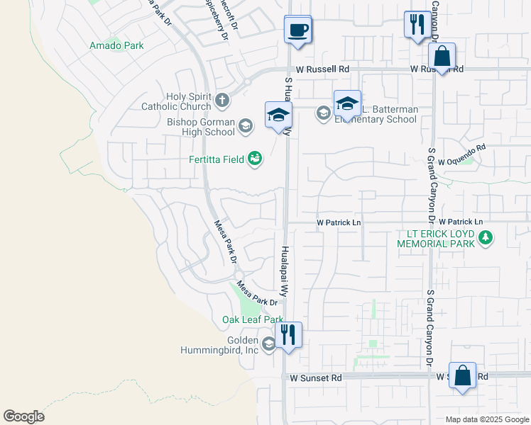 map of restaurants, bars, coffee shops, grocery stores, and more near 6020 Langreo Ln in Las Vegas