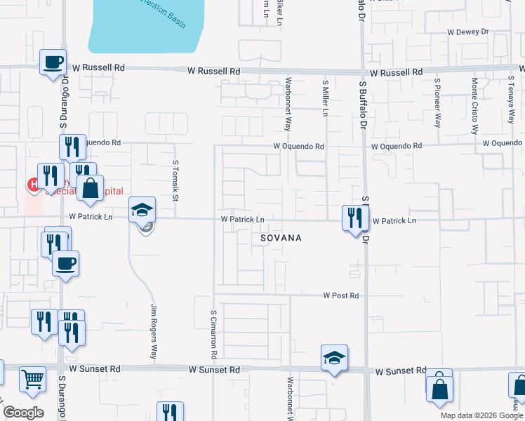 map of restaurants, bars, coffee shops, grocery stores, and more near 6077 Villa Trieste Court in Las Vegas