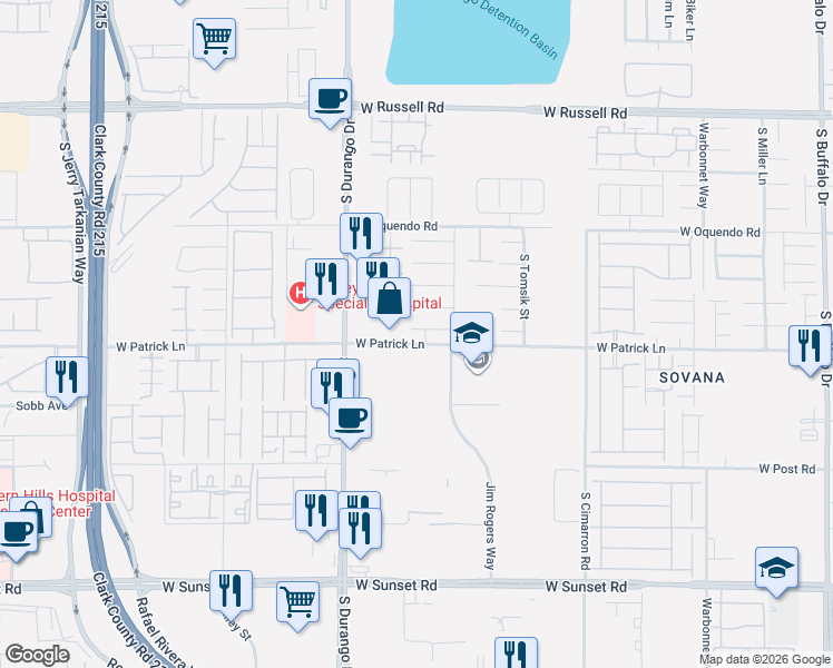 map of restaurants, bars, coffee shops, grocery stores, and more near 8465 Montana Stream Avenue in Las Vegas