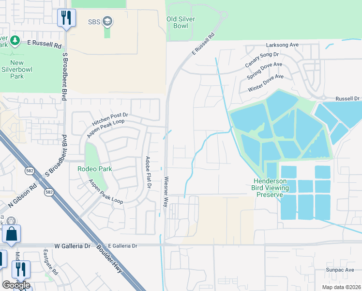 map of restaurants, bars, coffee shops, grocery stores, and more near 562 Speckled Robin Avenue in Henderson