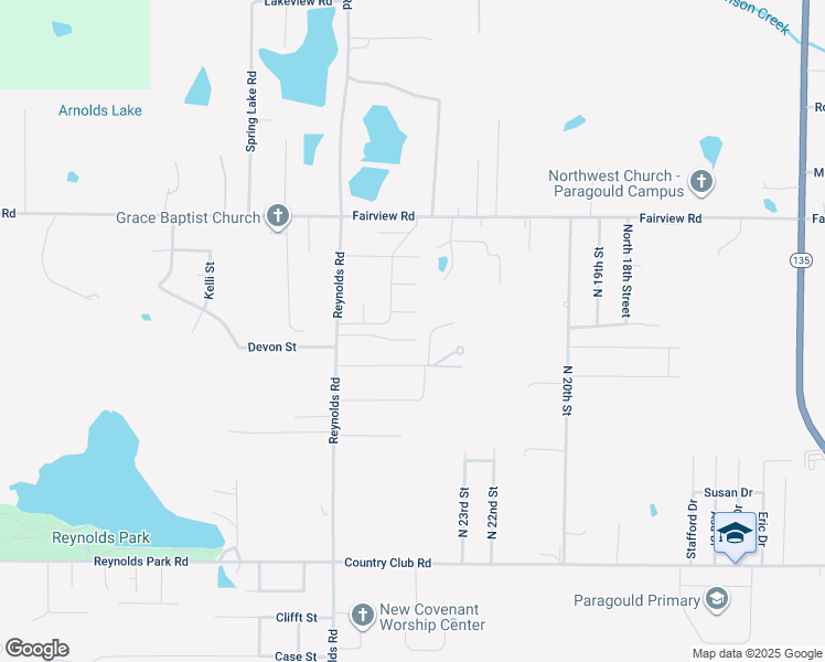 map of restaurants, bars, coffee shops, grocery stores, and more near 2501 Chadwick Drive in Paragould