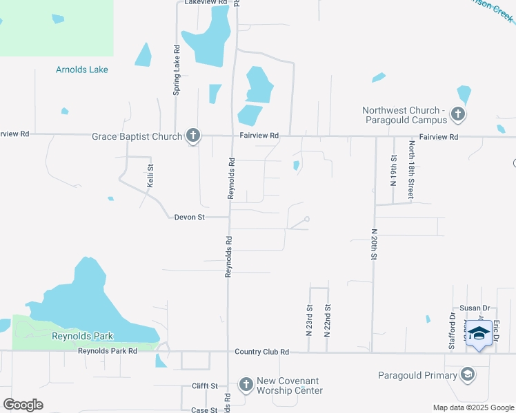 map of restaurants, bars, coffee shops, grocery stores, and more near 2515 Chadwick Drive in Paragould