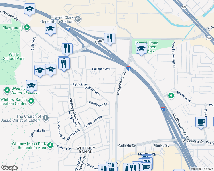 map of restaurants, bars, coffee shops, grocery stores, and more near 1450 Orange Jubilee Road in Henderson