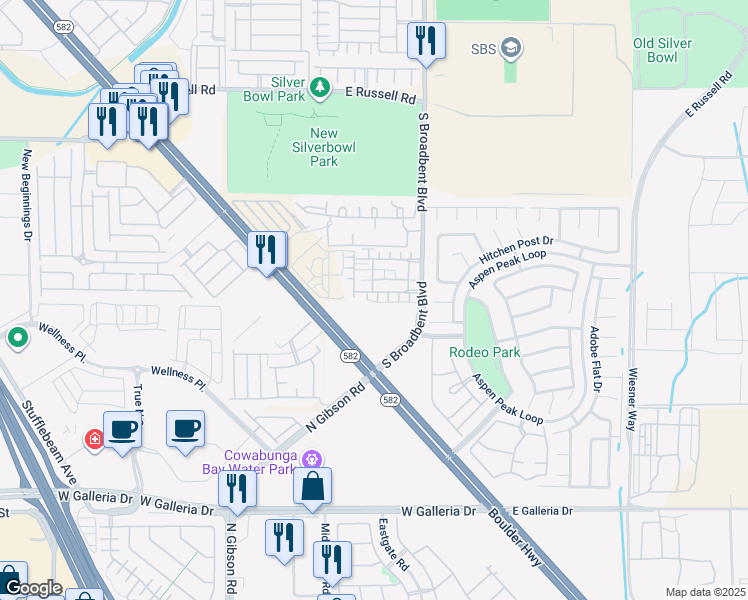 map of restaurants, bars, coffee shops, grocery stores, and more near 6909 Graceful Cloud Avenue in Henderson