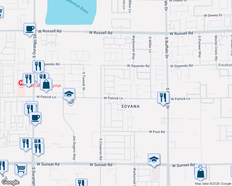 map of restaurants, bars, coffee shops, grocery stores, and more near 6084 Neptuno Street in Las Vegas
