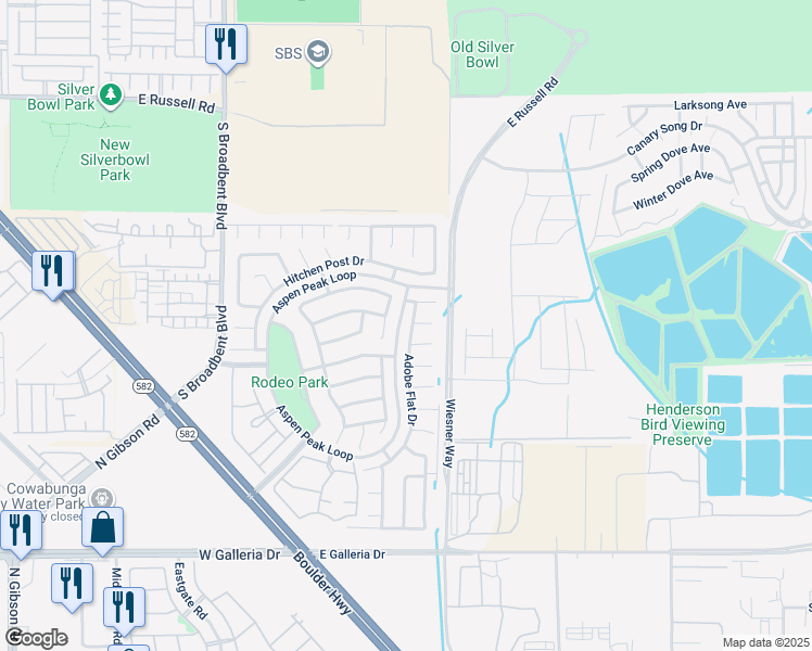 map of restaurants, bars, coffee shops, grocery stores, and more near 1013 Adobe Flat Drive in Henderson