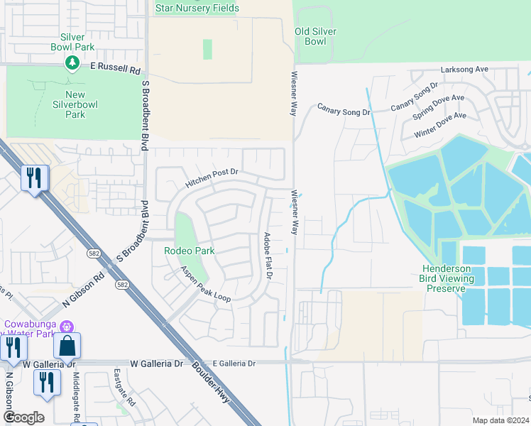 map of restaurants, bars, coffee shops, grocery stores, and more near 1013 Adobe Flat Drive in Henderson