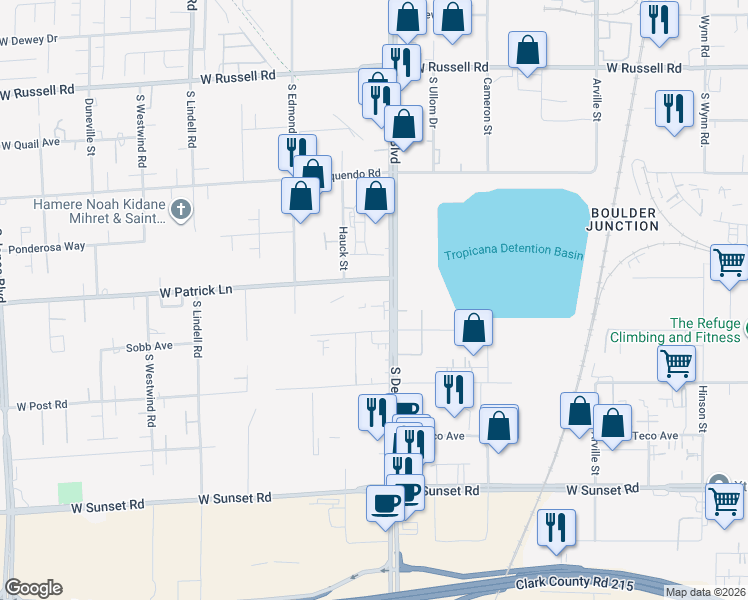 map of restaurants, bars, coffee shops, grocery stores, and more near 6145 South Decatur Boulevard in Las Vegas