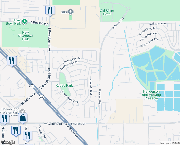 map of restaurants, bars, coffee shops, grocery stores, and more near 1013 Adobe Flat Drive in Henderson
