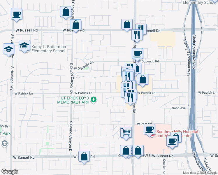 map of restaurants, bars, coffee shops, grocery stores, and more near 9585 Delivery Avenue in Las Vegas