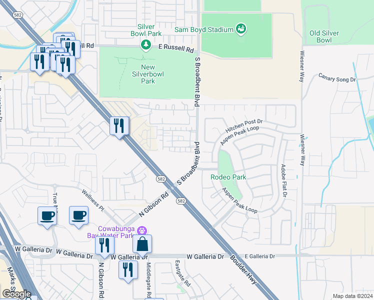 map of restaurants, bars, coffee shops, grocery stores, and more near 6965 Graceful Cloud Avenue in Henderson