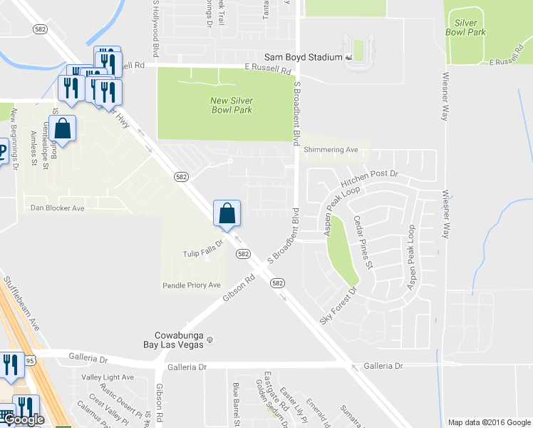 map of restaurants, bars, coffee shops, grocery stores, and more near 6917 Graceful Cloud Avenue in Henderson