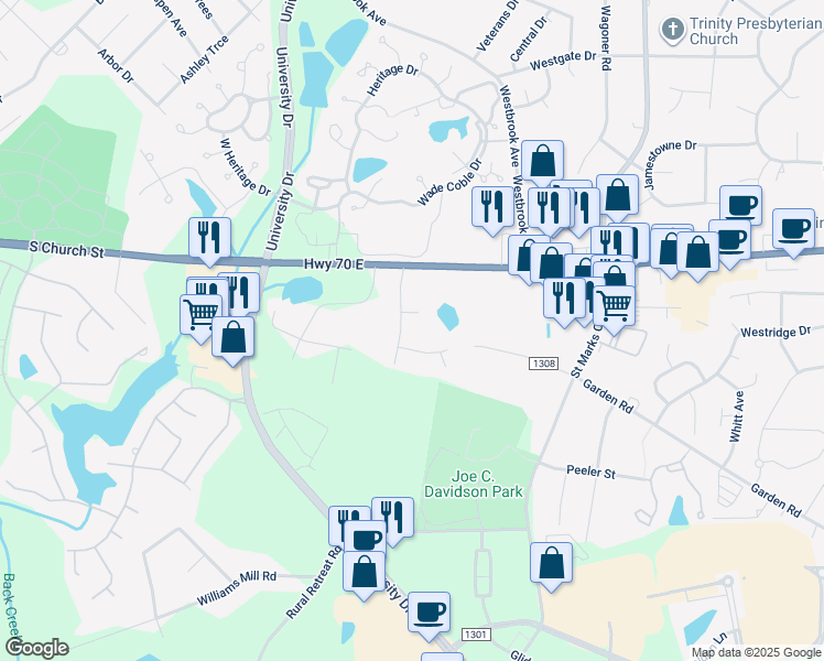 map of restaurants, bars, coffee shops, grocery stores, and more near 134 Random Lane in Burlington