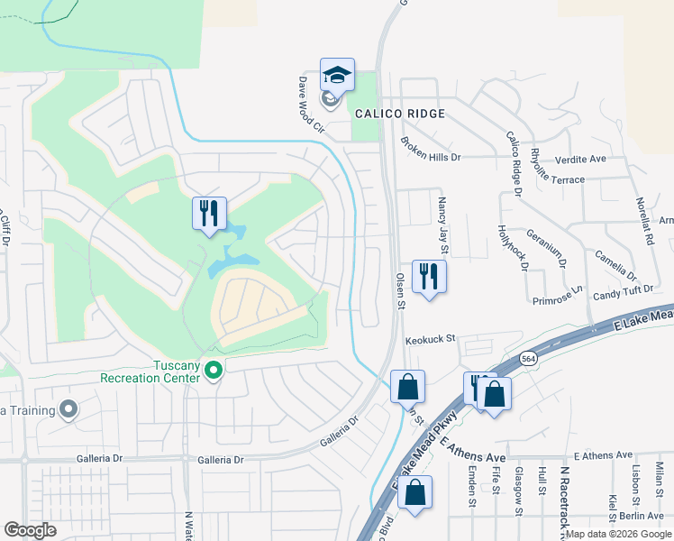 map of restaurants, bars, coffee shops, grocery stores, and more near 985 Via Canale Drive in Henderson