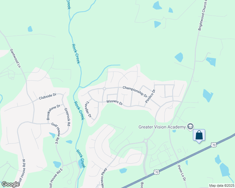 map of restaurants, bars, coffee shops, grocery stores, and more near Winners Choice Drive in Whitsett
