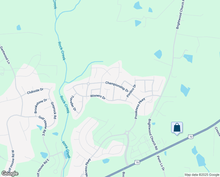 map of restaurants, bars, coffee shops, grocery stores, and more near 683 Winners Point in Whitsett