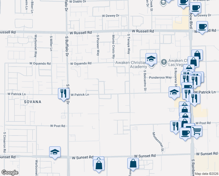 map of restaurants, bars, coffee shops, grocery stores, and more near 7461 Mulgrave Court in Las Vegas
