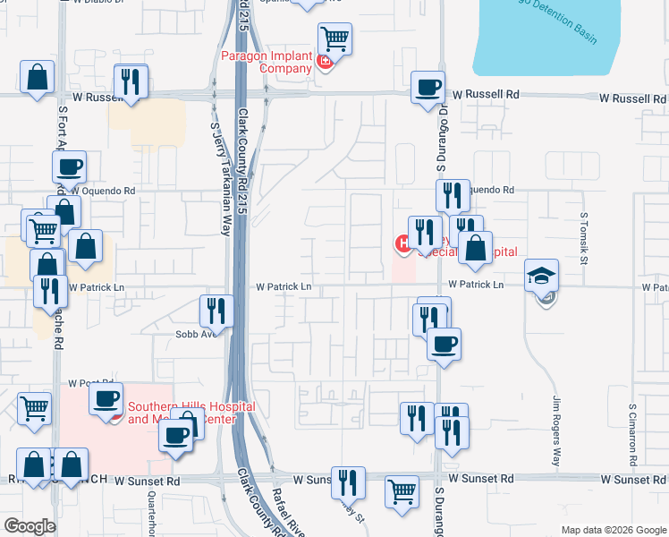 map of restaurants, bars, coffee shops, grocery stores, and more near 8824 Rambling Rock Court in Las Vegas