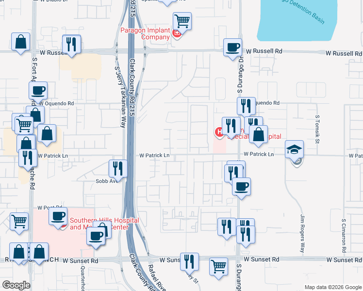 map of restaurants, bars, coffee shops, grocery stores, and more near 8824 Rambling Rock Court in Las Vegas